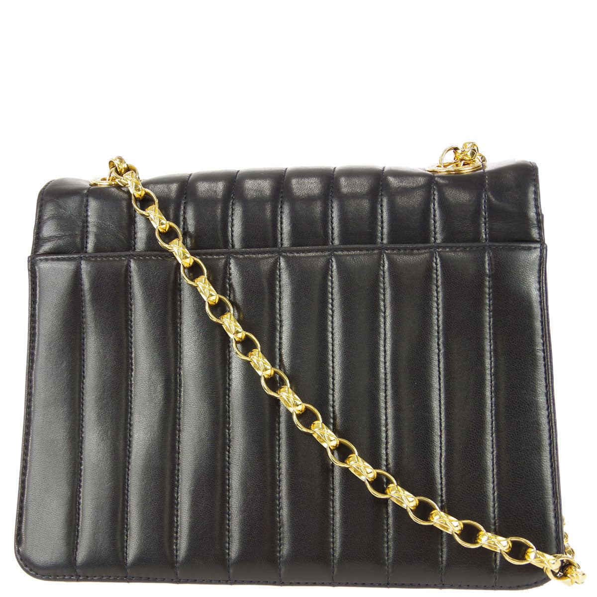 Chanel 1991-1994 Lambskin Vertical Stitch Flap Bag