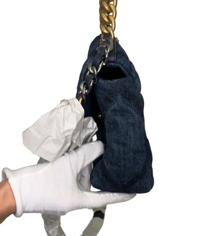 CHANEL Large Denim  Flap Bag A-