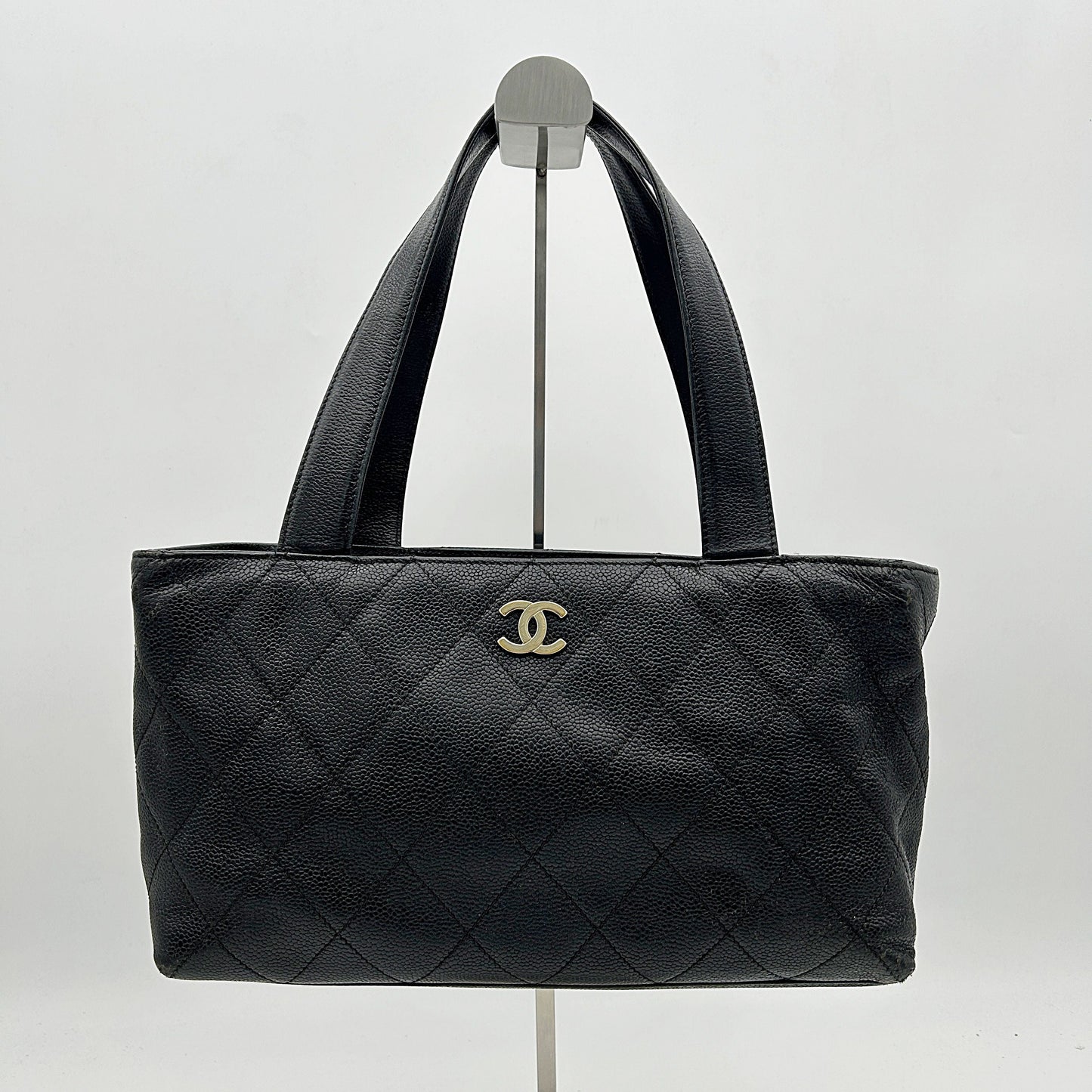 CHANEL Lambskin Quilted CC Shopping Tote Black LA