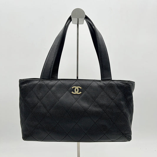 CHANEL Lambskin Quilted CC Shopping Tote Black LA