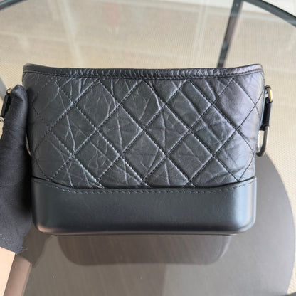 Chanel Gabrielle Small - Quilted Calfskin Black Gold Hardware Series 27