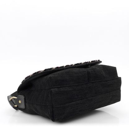 Wool Velvet Quilted Parisian Stroll Messenger Navy