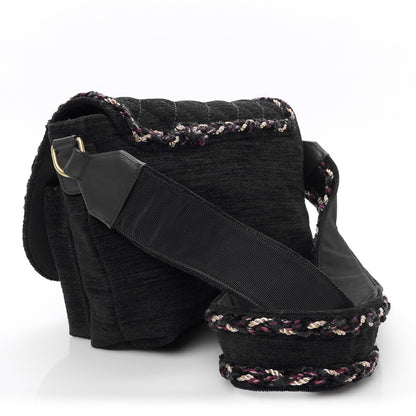 Wool Velvet Quilted Parisian Stroll Messenger Navy