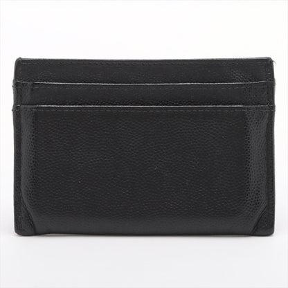 Chanel Coconut Button Caviar S Card Case Black Silver Gold