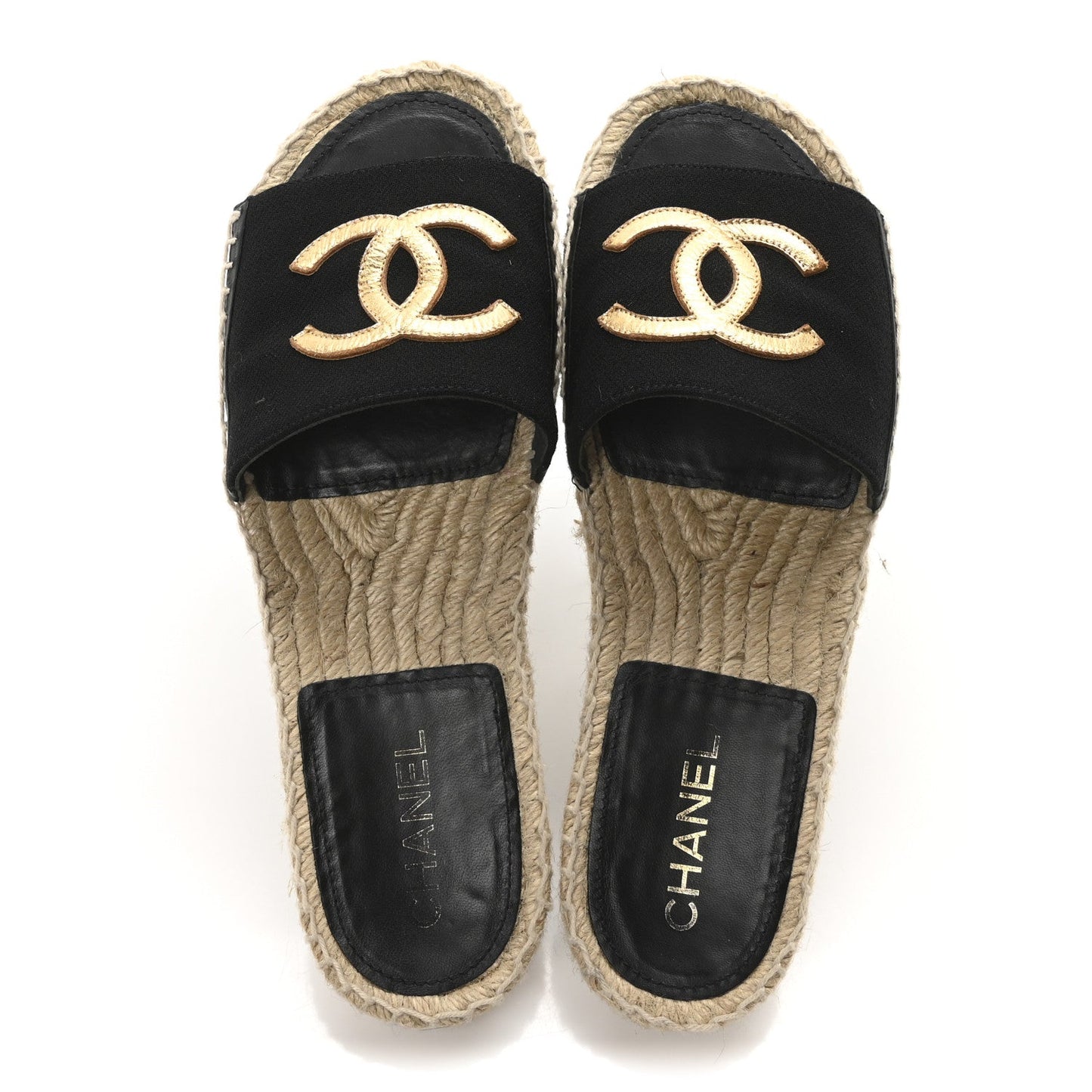 Wool Laminated Lambskin CC Slide Sandals 41 Black Gold
