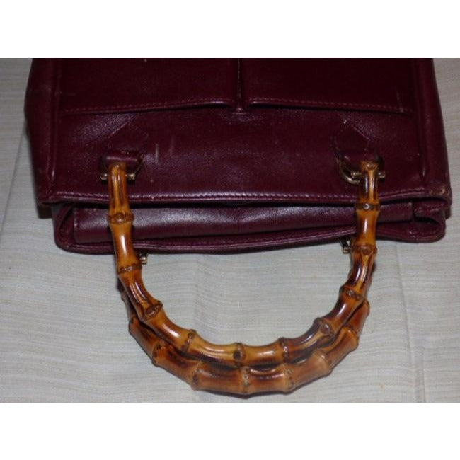 Gucci Burgundy Leather Original Diana Satchel With Bamboo Handles