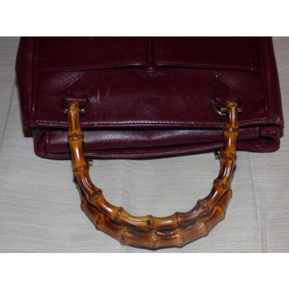 Gucci Burgundy Leather Original Diana Satchel With Bamboo Handles