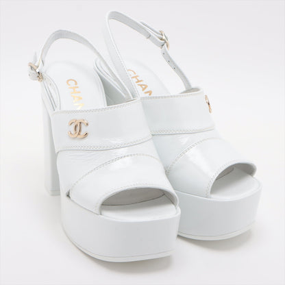 Chanel Coco 23AW Patent Leather Sandal 35C  White G45016 Crample