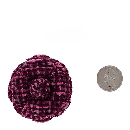 Tweed Camellia Brooch Pink