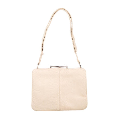 Creme snakeskin Fendi mini shoulder bag with chrome hardware