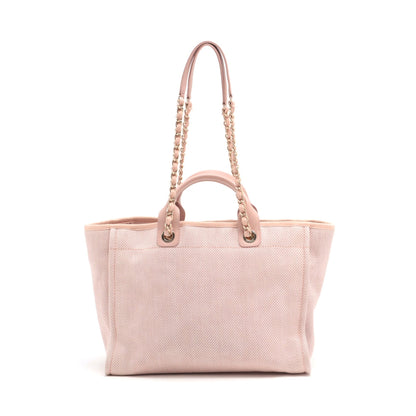 CHANEL DOUVILLE GM Stretch x Canvas 2WAY Handbag Pink Gold