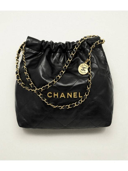 22 Shiny Calfskin Small Shoulder Bag Black Chanel