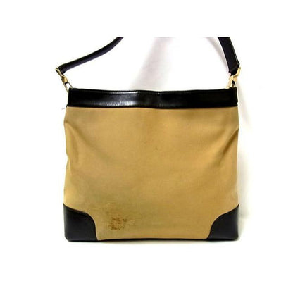 Gucci Vintage Pursesdesigner Purses Tan Canvas With Redgreen Shelly Stripe And Brown Leather Leather