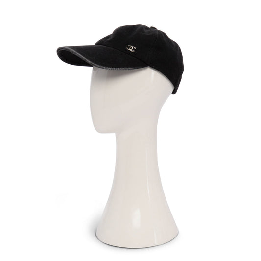 Chanel Black Denim Crystal CC Cap