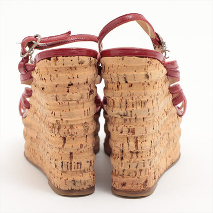 Chanel Patent Leather  Sandal 35 1/2  Red Ride