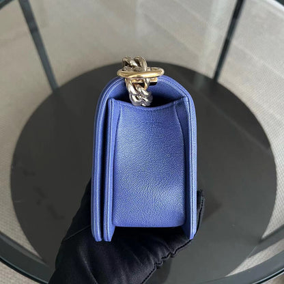 *Series 30* Caviar Boy Small Quilted Grained Calfskin Leboy Dark Blue Golden Hardware Series 30