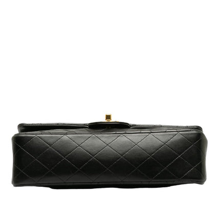 Chanel Matrases 25 Double Flap Chain Shoulder Bag Black Leather  Chanel