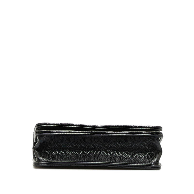 Chanel Matrases Cocomark Fake Pearl Chain CoinPars Card Case Black Caviar   CHANEL