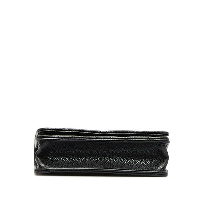 Chanel Matrases Cocomark Fake Pearl Chain CoinPars Card Case Black Caviar   CHANEL