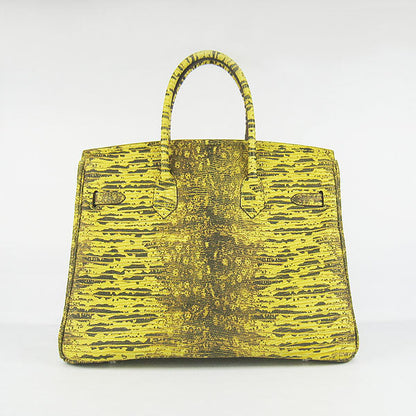 Hermes Birkin 35cm Lizard Pattern Handbag 6089 Yellow/Silver