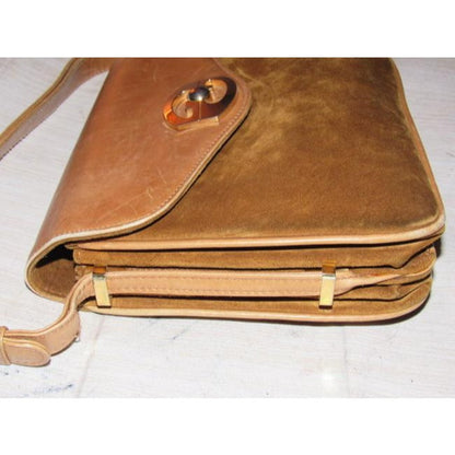 Gucci Vintage Pursesdesigner Purses Camel Suede And Leather Shoulder Bag