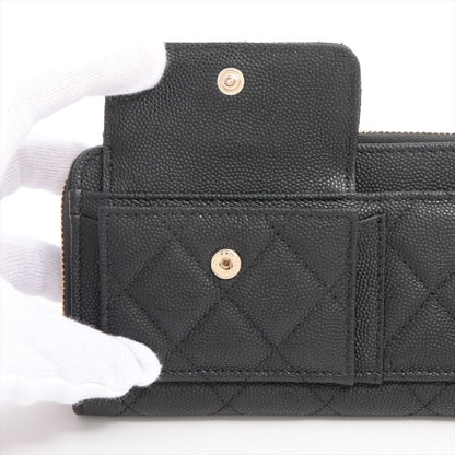 Chanel Matrasse Caviar S Compact Wallet Black Gold  29th