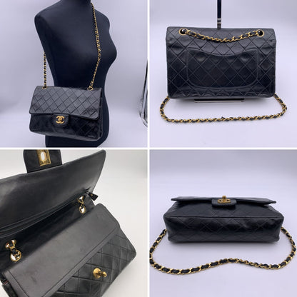 Chanel Vintage Black Quilted Timeless Classic 2.55 Shoulder Bag 25 cm