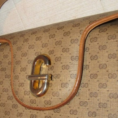 Vintage Rare! Gucci Brown  Small G Coated Canvas