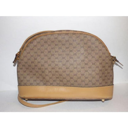 Gucci Vintage Purses Shades Of Brown Leather Coated Canvas Cross Body Bag