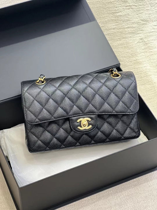 Chanel classic flap CF small black chip ×cm