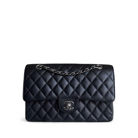 Chanel Classic Flap Medium - Caviar 25CM Quilted Black Silver Hardware Series 16
