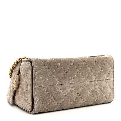 Suede Quilted Small Chanel 25 Handbag Dark Grey
