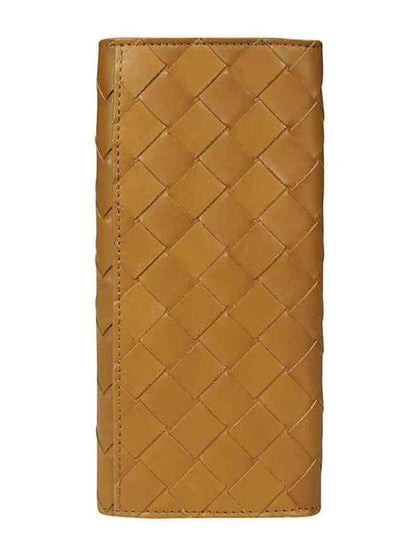 Luxury Bottega Veneta Intrecciato Calfskin Long Wallet Brown