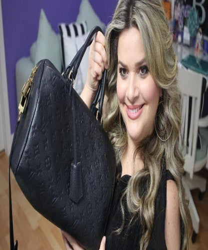 LV Speedy Bandouliere 25 Monogram Empreinte Leather Marine Rouge