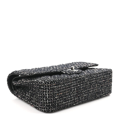 Tweed Quilted Medium Double Flap Black Multicolor