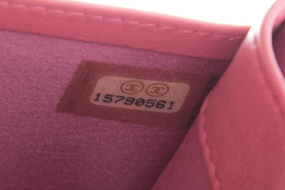 Chanel Pink Leather Camellia Embossed Long Wallet