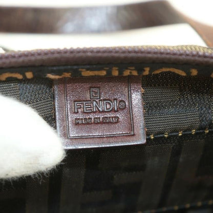 Fendi Tobacco Canvasleather Satcheltote Brown Zucca Print Canvas Satchel