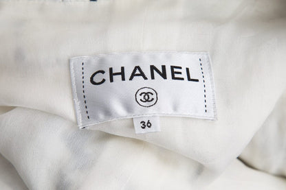 Chanel Spring 2020 White & Multi Logo Tweed Coat/Dress SZ 36