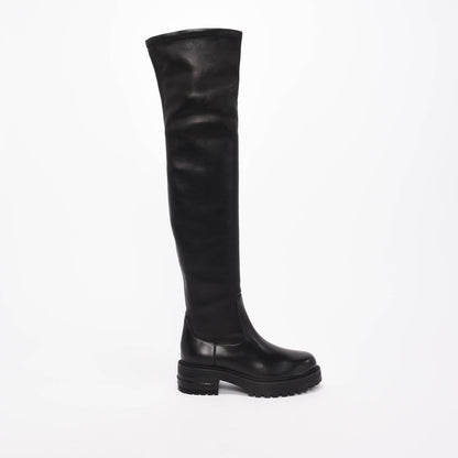 Dior Black Stretch Lambskin D-Fight Over-the-Knee Boots 36.5