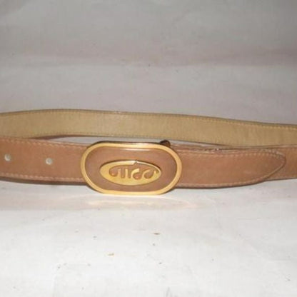 Gucci Vintage Brown Oval Cursive Logo