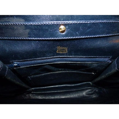 Gucci Vintage Pursesdesigner Purses Blue Suedeleather Trim With Wide Redblue Stripe Suedeleather Sho