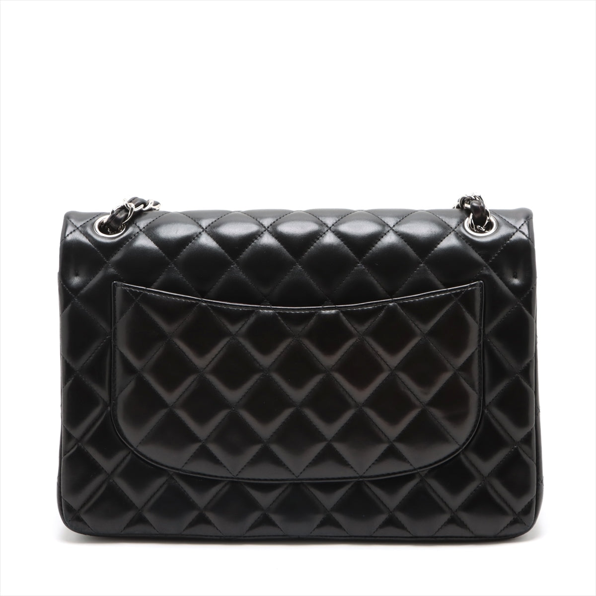 CHANEL Decamatrasse 30 Double Flap Chain Bag Black Silver Lambskin A58600