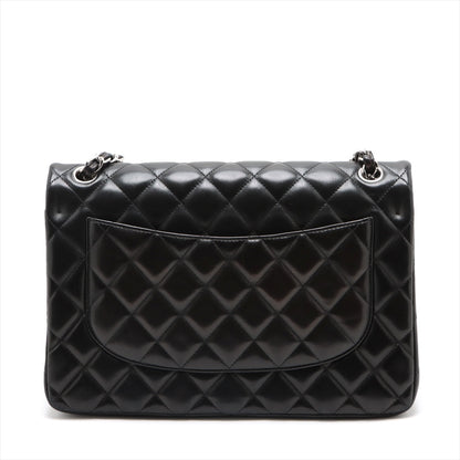 CHANEL Decamatrasse 30 Double Flap Chain Bag Black Silver Lambskin A58600