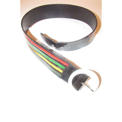 Vintage, OoaK, Fendi, black leather belt with a white Lucite buckle & four multi-color snakeskin leather stripes