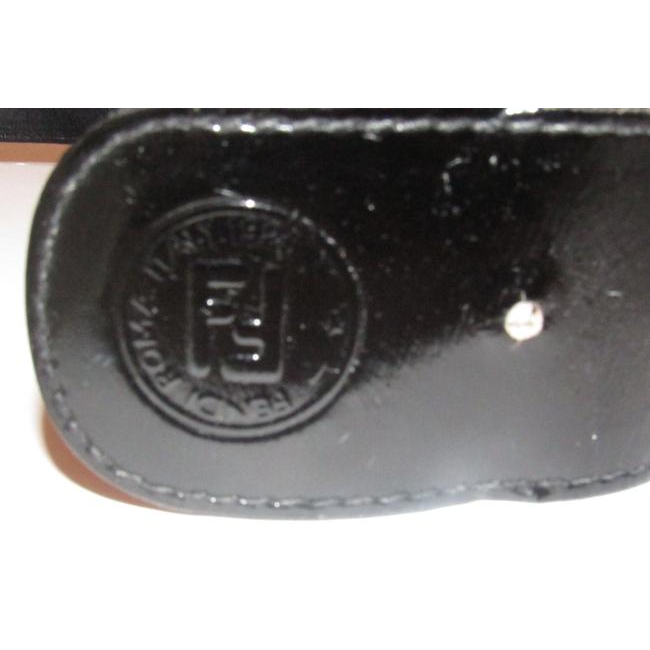 Vintage, OoaK, Fendi, black leather belt with a white Lucite buckle & four multi-color snakeskin leather stripes