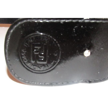 Vintage, OoaK, Fendi, black leather belt with a white Lucite buckle & four multi-color snakeskin leather stripes