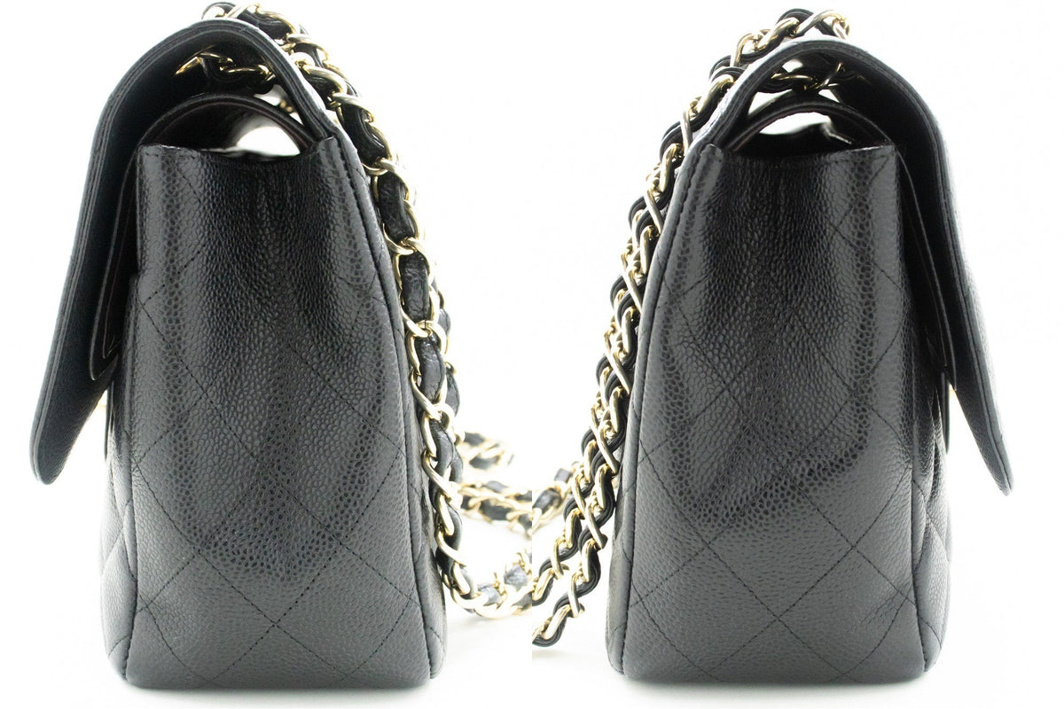 Chanel Classic Large " Chain Shoulder Bag W New Black Caviar