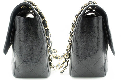 Chanel Classic Large " Chain Shoulder Bag W New Black Caviar