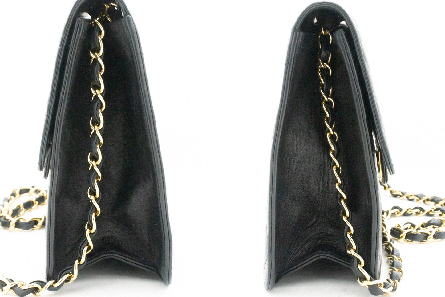 CHANEL Chain Shoulder Bag Clutch Black Quilted Flap Lambskin Purse k05