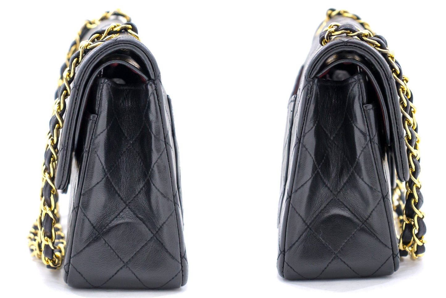 CHANEL 2.55 Double Flap Small Chain Shoulder Bag Black Lambskin